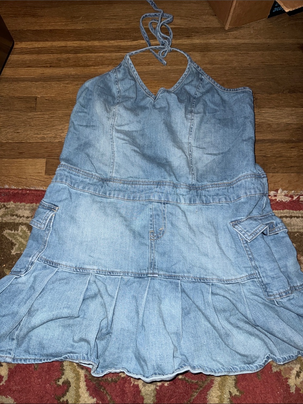 Wild Fable Denim Halter Mini Dress | Cargo Pockets Pleated Skirt | Size M